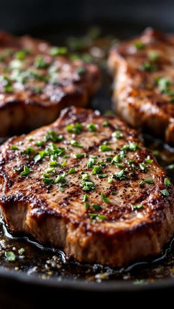 Delicious garlic herb butter ribeye steaks seasoned with herbs
