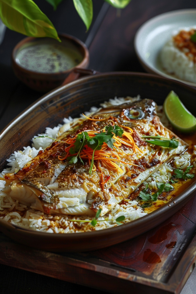 Baked Trevally with Sticky Coconut Rice