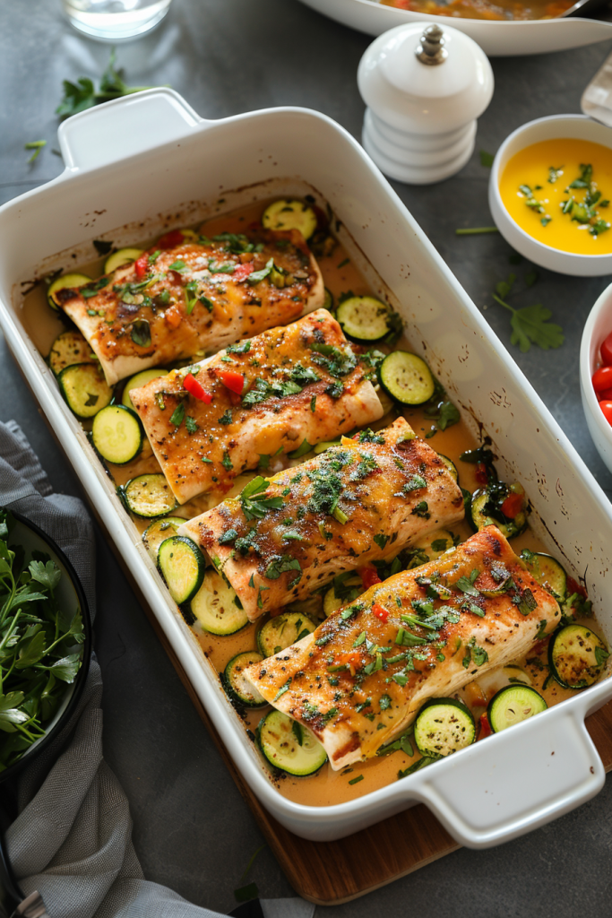 Zucchini and Mahi Mahi Enchiladas