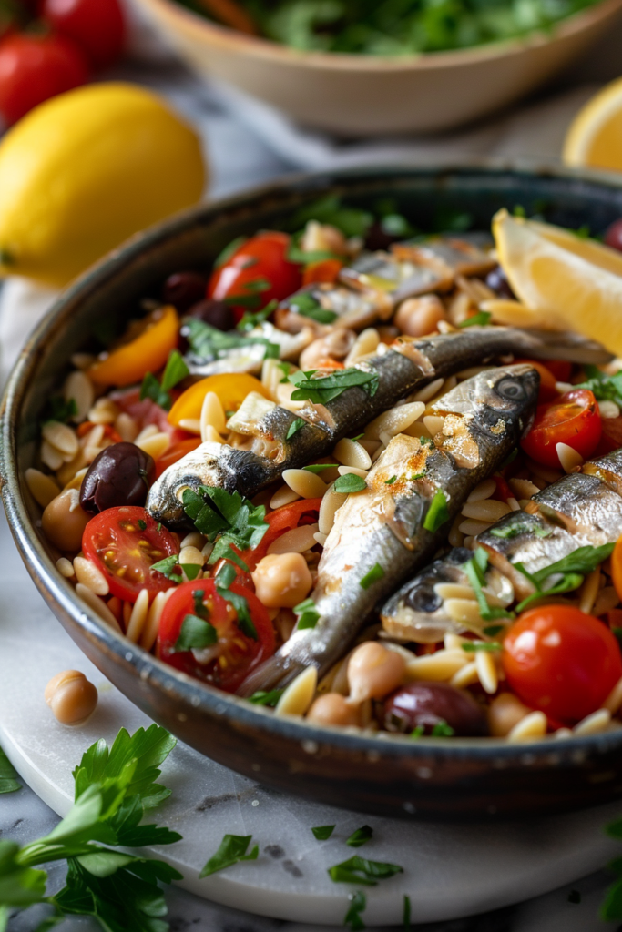 Mediterranean Sardine and Orzo Bowl