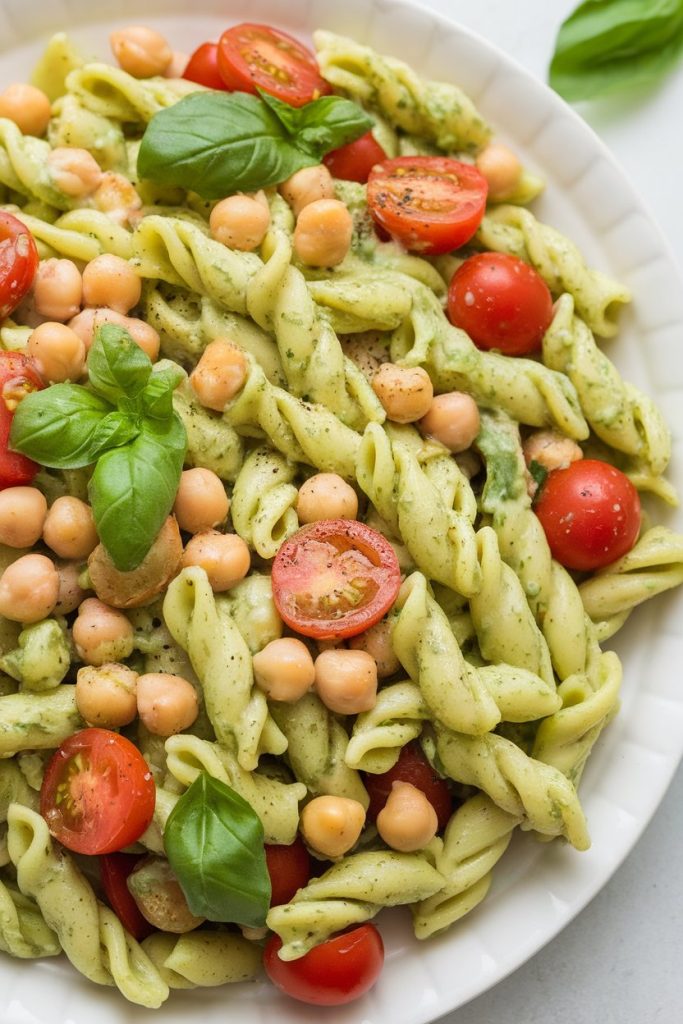Avocado Basil Pesto Pasta Salad