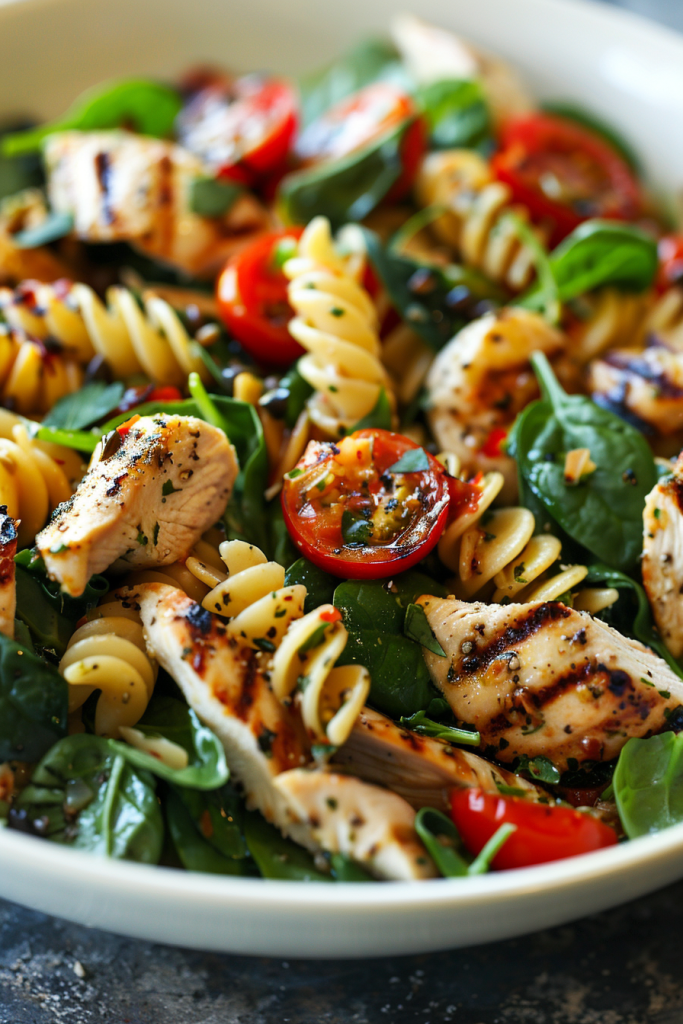 Grilled Chicken and Spinach Pasta Salad