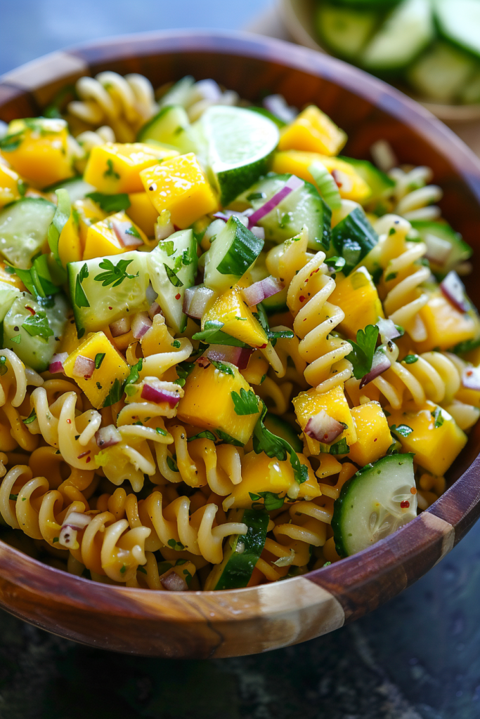Mango and Cucumber Salsa Pasta Salad