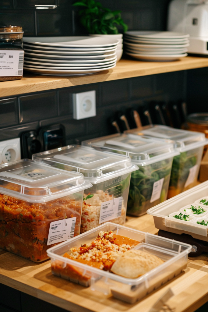 Food containers with labels
