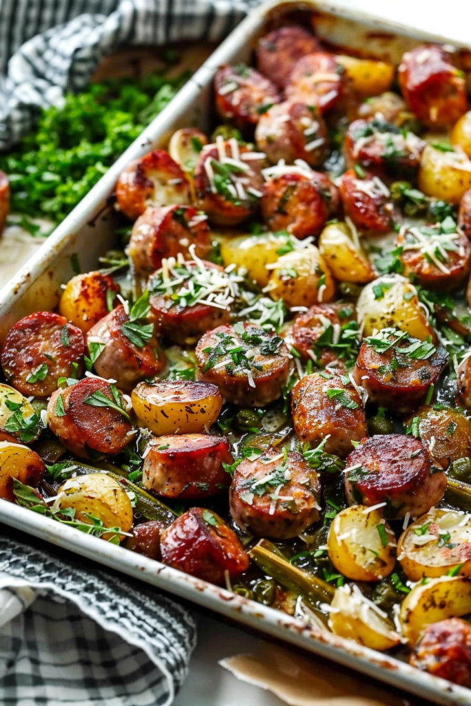 Garlic-Parmesan Sausage Bake