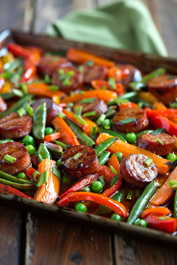 Ginger Soy Veggie and Sausage Stir Fry