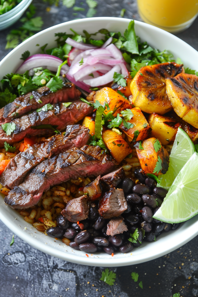 Steak and Plantain Bowl with Black Beans