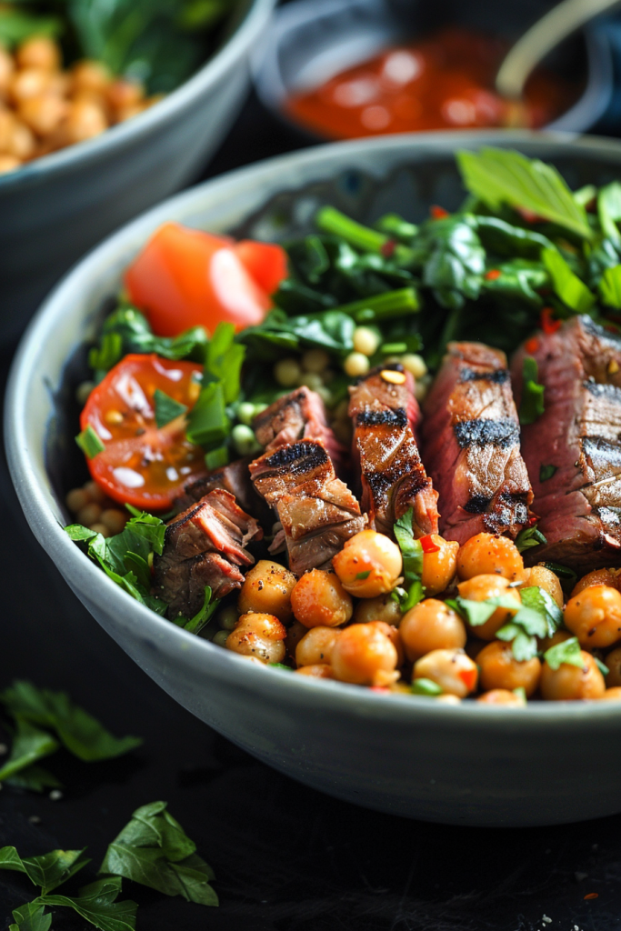 Steak and Roasted Chickpea Power Bowl