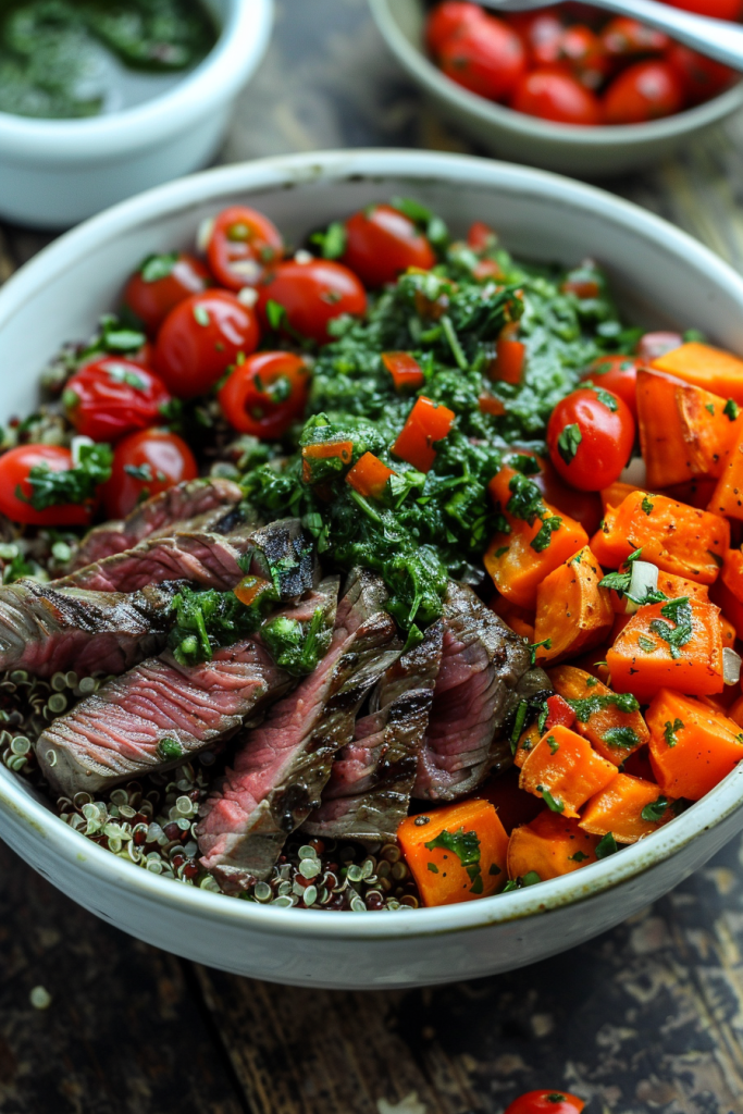 Steak and Sweet Potato Quinoa Bowl