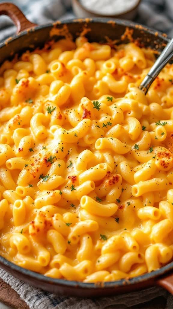 A deliciously cheesy macaroni and cheese bake with elbow pasta.