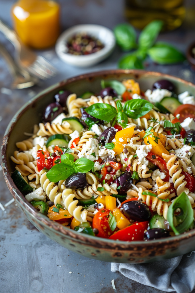 Vegetarian Mediterranean Pasta Salad