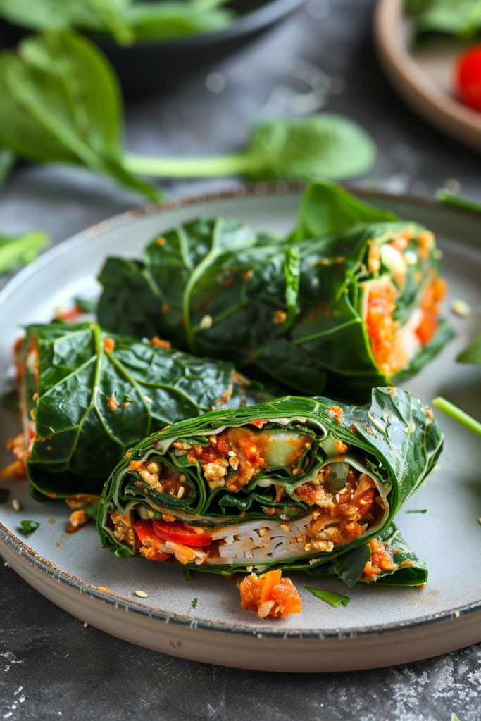 Mediterranean Keto Collard Green Wraps