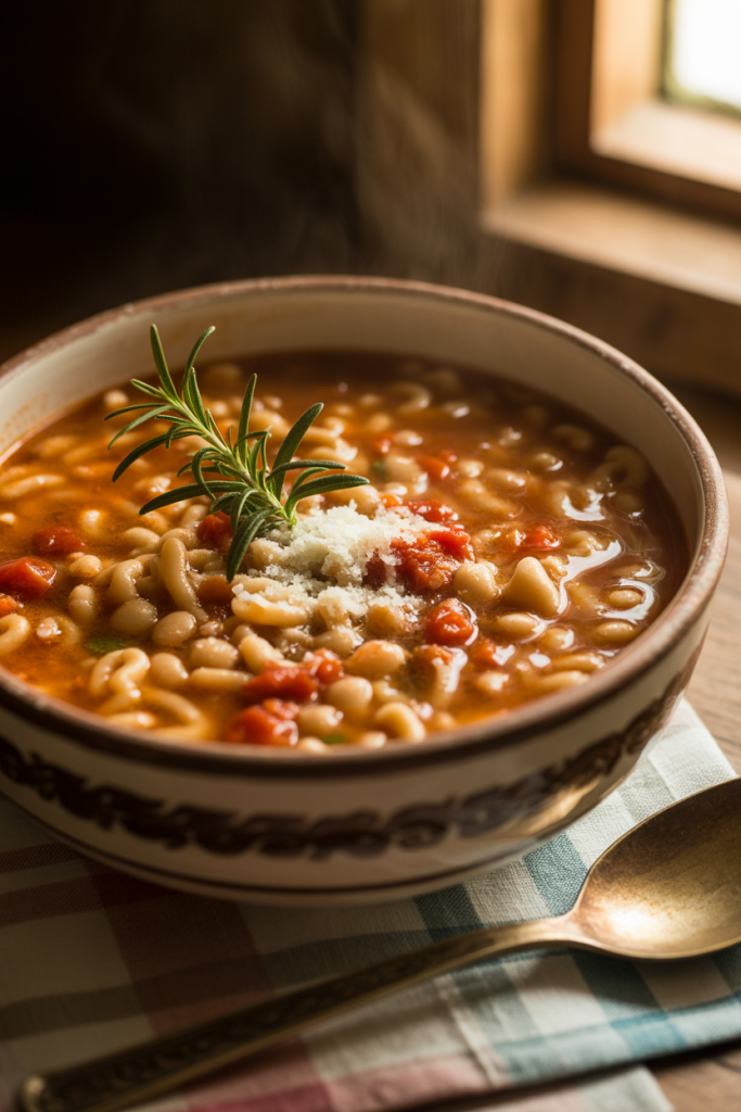 Pasta e Fagioli Soup. This Italian-inspired classic calls for inexpensive ditalini or elbow pasta, canned beans, and crushed tomatoes. 