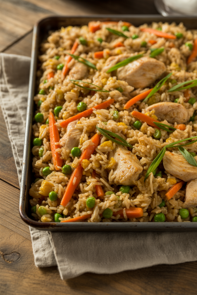 Sheet Pan Chicken Fried Rice