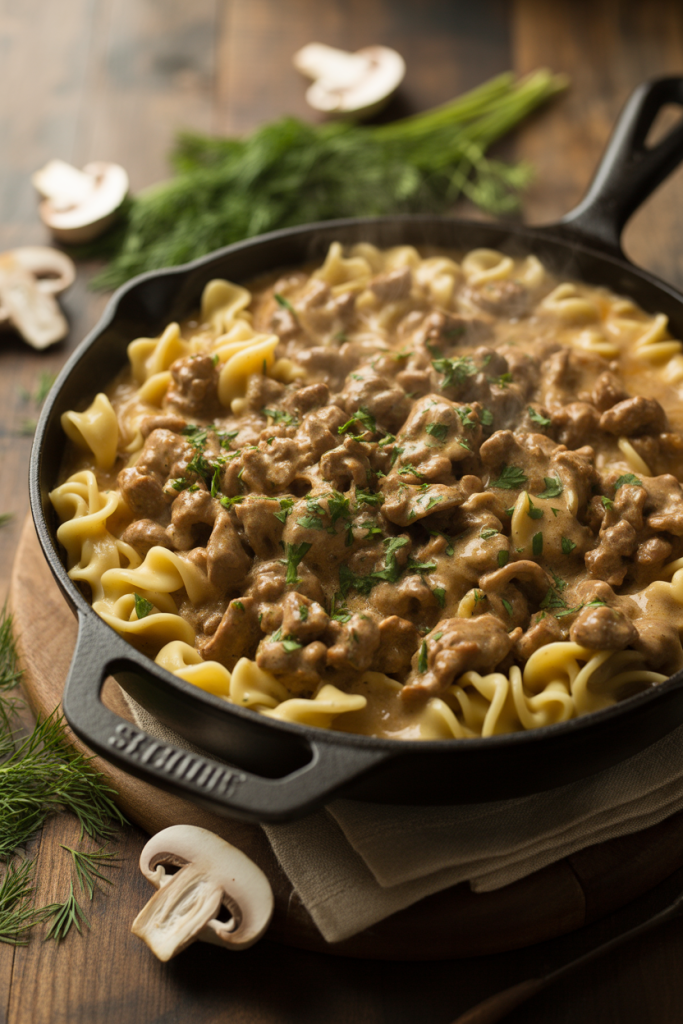 One Pot Beef Stroganoff