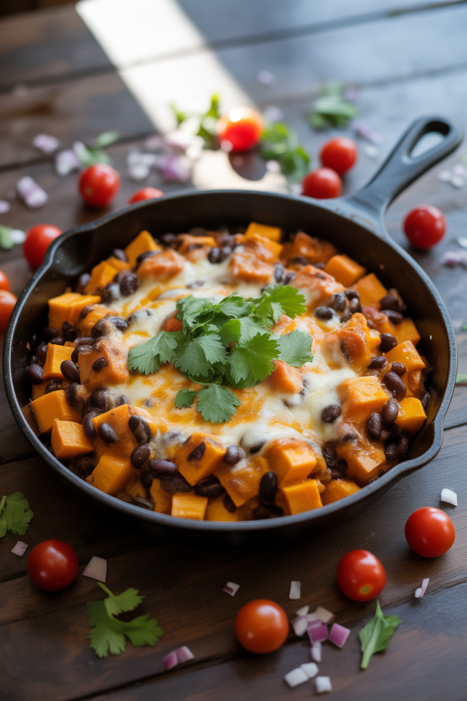 Butternut Squash and Black Bean Enchilada Skillet