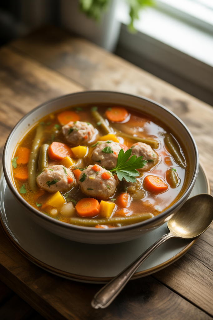 Slow Cooker Mini Turkey Meatball Vegetable Soup