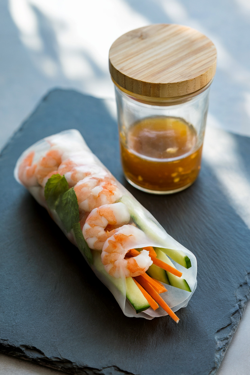 Sesame-Ginger Shrimp Rice Paper Rolls