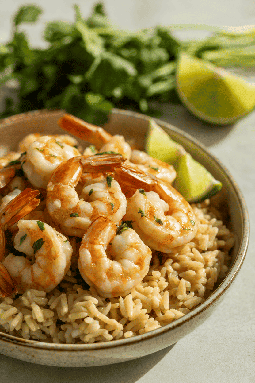 Garlic-Lime Shrimp & Brown Rice