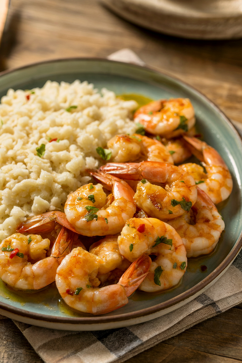 Spanish Garlic Shrimp over Cauliflower Rice