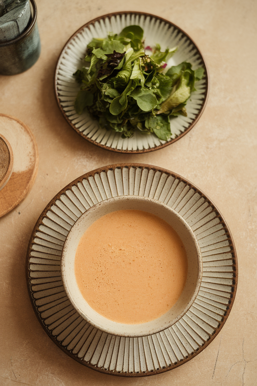 Indoor photo of a standard dinner plate alongside a smaller salad plate holding the same amount of food to illustrate visual difference; no text or logos.